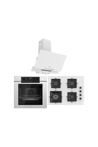 Ferre QEP64CB - SC406-WFA - D064-SA Fryart Artline Steam Beyaz Ankastre Set