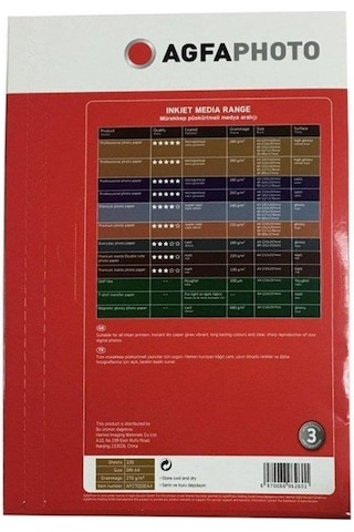 Agfa Hıgh Glossy Photo Paper 210x297 A4 270 Gr 100lü