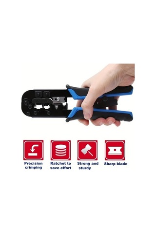 Besthome1 Dream011 Mavi Rj45 Kıvırma Takımı 20 Adet Rj45 Konnektör Test Cihazı Ve Kapak Kesme Soyma Aleti Ethernet Kıvırma