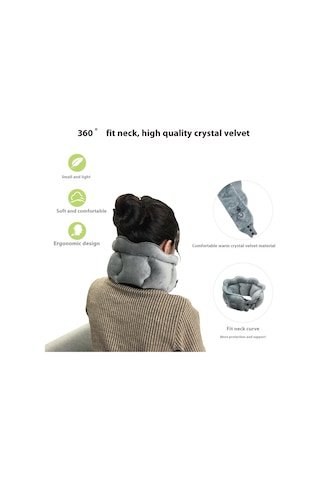 Pıctet.fıno Rh66 Kristal Kadife Şişme Boyun Yastığı Seyahat Dostu Taşınabilir Boyun Yastığı Mavi