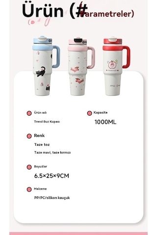 Maoyaya Yakışıklı Ve Büyük Kapasiteli Termos Fincan - Buz Bardağı Beyaz Beyaz