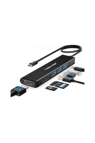 Lemorele Tc70 7 İn 1 Type-c Hub Adaptör Çoğaltıcı 4k Hdmı 100w Pd Usb 3.0 Sd/tf Kart Okuyucu Type-c Çoklayıcı