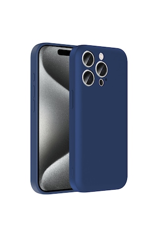 Apple Uyumlu iPhone 15 Pro Max Kılıf Kamera Korumalı Kartlık Hazneli Zore Vitra Kapak Lacivert