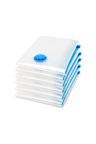 Hangfox 6 Adet 50x70cm Orta Boy Vakumlu Depolama Çantaları - İçki, Kumaş, Battaniye İçin Hafifletici Ve Su Geçirmez Saklama Çantaları Şeffaf