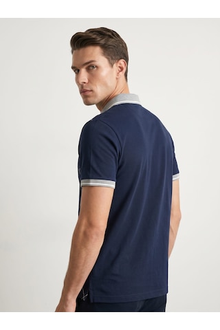Giyim Dünyası Erkek Baklava Desenli Polo Yaka Tshirt Lacivert