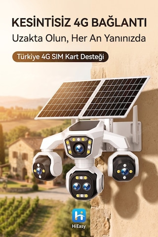 5 Kameralı Sim Kartlı 18x Zoom Ptz Güneş Enerjili Profesyonel Dış Mekân Güvenlik Kamerası -tek