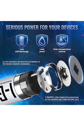 I-Gen B108 8 Adet AA 2700 mAh Şarj Edilebilir Kalem Pil 1.2V Ni-MH Şarjlı Pil