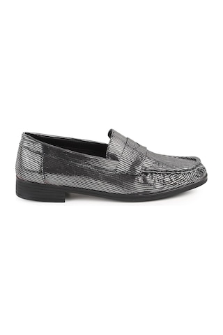 Mamma Mia Kadın Loafer Günlük Simli Metalik Slip-on Klasik Anne Ayakkabısı 26y-7365 Siyah
