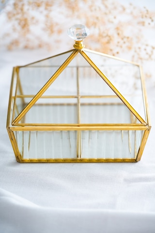 Acar Cam Kare Şeker Kutusu Gold