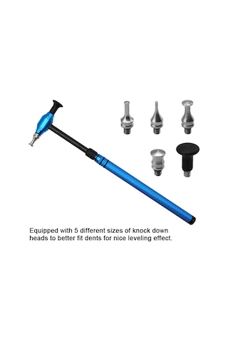 Araba Çizik Onarım Aracı Teleskopik Alüminyum Alaşımlı Çekiç 5 Çarpma Başlığı İle Boyasız Çizik Giderme Araç Seti Mavi