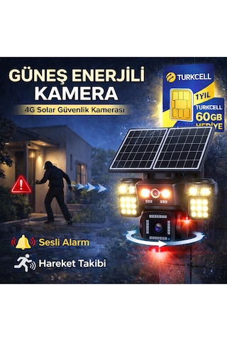4g 4 Kameralı Sım Kart 1 Yıl 60 Gb Kablosuz Bahçe Depo Arazi İçin Çift Güneş Paneli Solar Kamera
