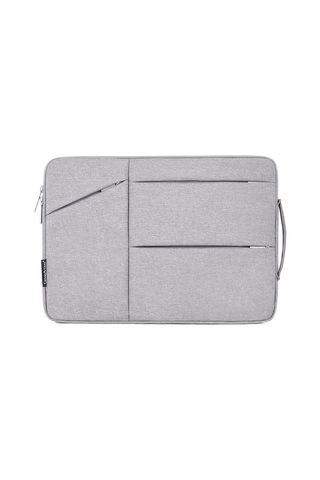 14 İnç Dizüstü Bilgisayar Çantası Yumuşak Astarlı Fermuarlı Koruyucu Kılıf Dizüstü Bilgisayar Çantası Taşınabilir Çanta Açık Gri