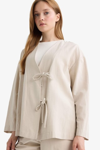 Defacto Regular Fit V Yaka Keten Karışımlı Kimono F7958ax25aubg702 Bej