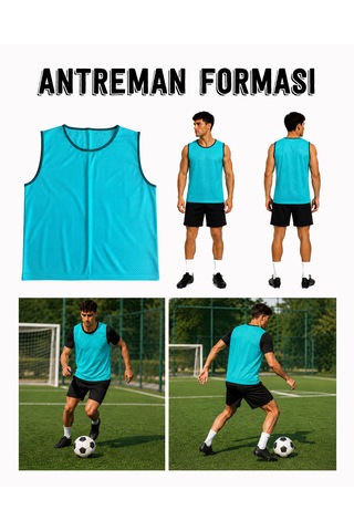 Bigohobi Profesyonel Antrenman Yeleği, Hafif File Kumaş, Futbol, Basketbol, Voleybol Sporları Antrenman Forması Turkuaz