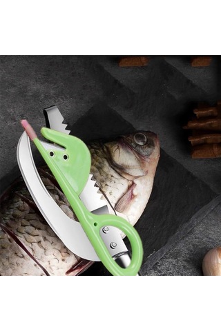 Xiyyadms Stanyum Çelik Balık İşleme Seti - Yüzgeç Kırpan, Solungaç Ve Bağırsak Çıkartıcı, 2 Parça Mutfak Aleti Rastgele Renk Yeşil