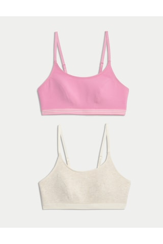Marks & Spencer 2'li Pamuklu Crop Top İlk Sütyenim T33009602 Pembe