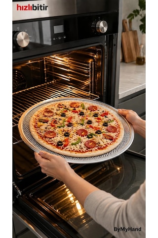 Bymyhand Metal Sanayi Tipi Profesyonel Pizza Tepsisi 36 Cm Çok Renkli