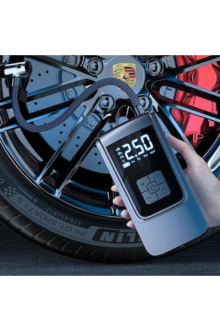 Valkyrie 150psı 6000mah Şarjlı Araba Top Bisiklet Hava Pompası Led Akıllı Powerbank