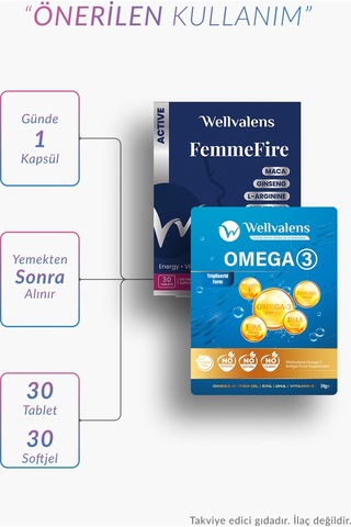 Kadınlara Özel Destek Paketi Omega 3 30 Softjel + Femmefire 30 Tablet