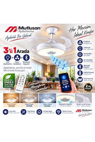 Mutlusan Aydınlatmalı Tavan Vantilatör Bluetooth