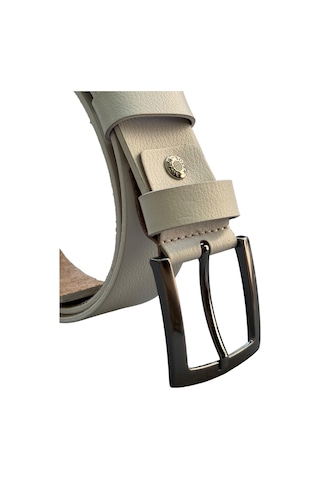 Süzer Deri 4 Cm. Spor Hakiki Deri Düz Model Erkek Kemer Beyaz Beyaz