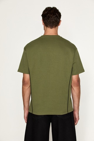 Grimelange Studıo Erkek Organik Pamuklu Biyeli Kısa Kollu Haki T-shirt
