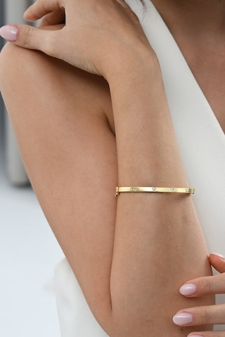 925 Ayar Gümüş Altın Yaldızlı Çivi Deseni Bilezik Barcode Rose Gold - Gümüş