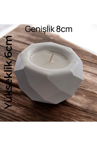 Dekoratif Taş Tozu Mumluk Mum Çok Renkli