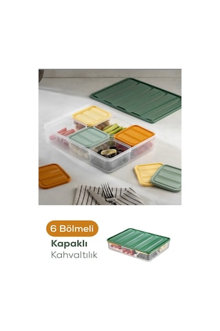 6 Bölmeli Kahvaltılık-buzdolabı Düzenleyici Seti 7 Parça 3,5 Lt + 6x350 Ml Şeffaf Bpa Free Kapaklı Saklama Kabı Organizer Çok Renkli