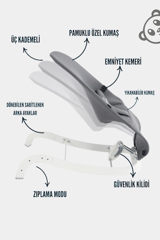 Mamma Shake&sleep Yeni Nesil Çift Sallama Fonksiyonlu Ana Kucağı Premium Kalite Antrasit