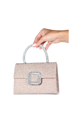 Valeria Altın Simli Taşlı Kadın El Çantası Altın