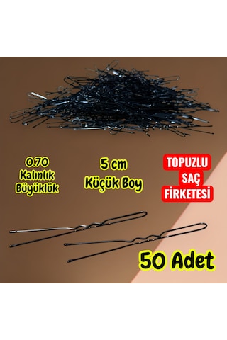 Technow Siyah 5 Cm Küçük Topuzlu Saç Firketesi Toka 0.70 Siyah 50 Adet Siyah