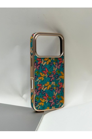 Efcase Apple iPhone Uyumlu 17 Pro Tuval Kılıf - Egzotik Lotus Desenli Sanatsal Koruyucu 04