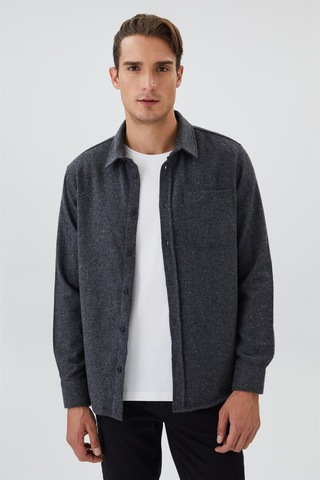 Lee Cooper Harold Erkek Dokuma Uzun Kol Gömlek Antrasit-15326 Antrasit