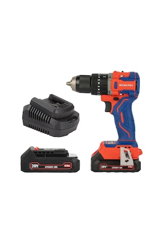 Workpro Wp390019 20volt 2.0ah Li-ion 65nm. Çift Akülü Kömürsüz Profesyonel Şarjlı Darbeli Matkap