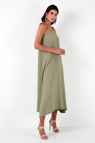 Lela Regular Fit Ip Askılı Uzun Bayan Elbise 5865732 Olive