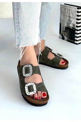 Sepet365 Nool Yeşil Nubuk Terlik Çok Renkli