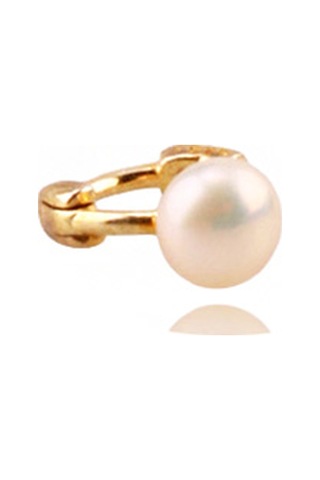 Liu S 28 Halka İnci Gümüş Piercing 925 Ayar, Altın Kaplama, İnci Detaylı Ms3843 Altın