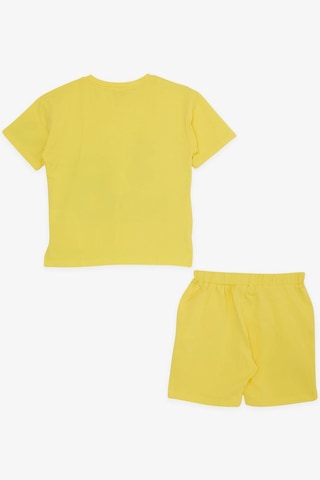 Macawı Kız Çocuk Şortlu Takım Rakam Baskılı 3-7 Yaş, Sarı Sarı