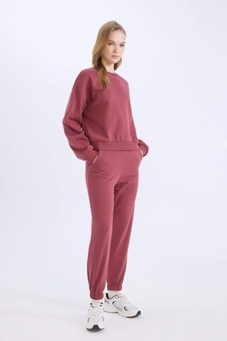 Defacto Regular Fit 2li Takım Kalın Bisiklet Yaka Sweatshirt Esnek Belli Jogger Eşofman Altı D8022axnsbr26 Bordo