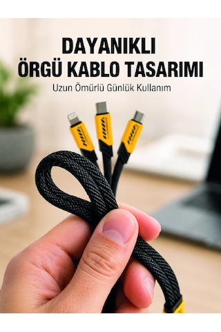 Usb 3'ü 1 Arada Şarj Kablosu 240w Pd Destekli Çoklu Şarj Kablosu Uczzpl8917-5