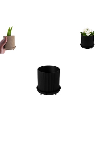 Özel 3d Baskı Ayaklı Küçük Saksı Raf Masa Vb. Saksısı Kendinden Altlıklı Ayaklı Küçük Saksı Siyah