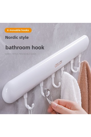 Teltree Banyo Duvarına Yapıştırılabilir Taşınabilir 6 Kanca, 5 Kg Yük Kapasitesi, Havlu/elbise Asıcı, Delik Açmaya Gerek Yok, Siyah Diğer