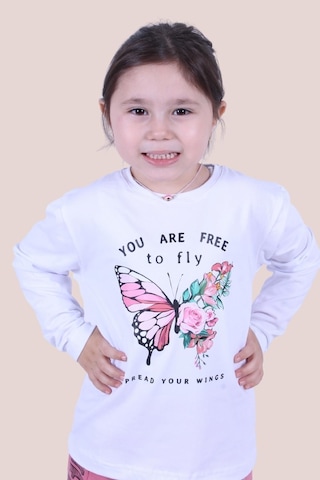 Fyk Kids Kız Çocuk Uzun Kol Sweatshirt Beyaz1 Beyaz