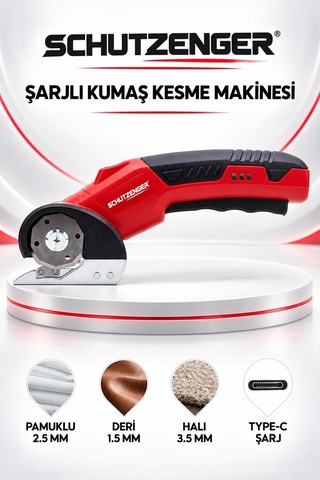 Type-c Şarjlı Kumaş Deri Kesme Makası Profesyonel Hızlı Kesim German Kırmızı Sp12