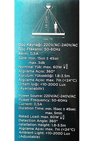 Duylu Sıva Üstü Sensör 360 Derece