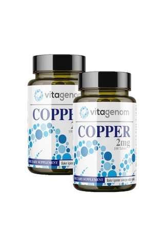 Copper 2 Mg Bakır İçeren Takviye Edici Gıda 2 x 100 Tablet