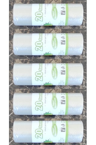 Şeffaf Çöp Poşeti 50x60 Cm 20'li Rulo, 5 Rulo 100 Adet