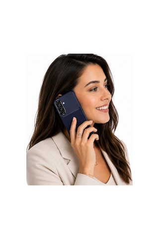 Samsung Galaxy A27 Uyumlu Kılıf Karbon Tasarım Kamera Korumalı Silikon Telefon Kılıfı Kapak Lacivert