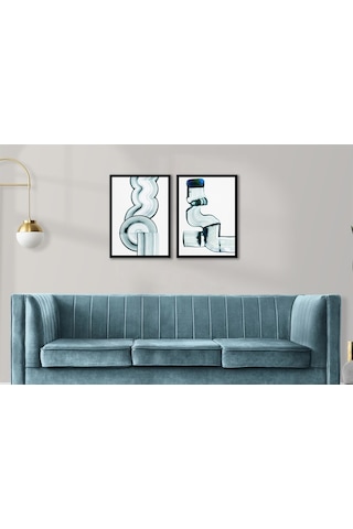 Soyut Desenler İkili Çerçeveli Mdf Tablo Seti-174309